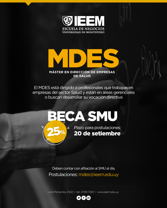 Postulaciones abiertas para beca exclusiva destinada a socios del SMU para el Máster en Dirección de Empresas de Salud del IEEM