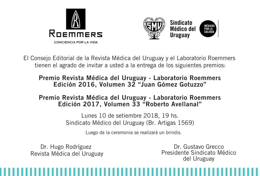 Se entregarán los premios de la Revista Médica del Uruguay.