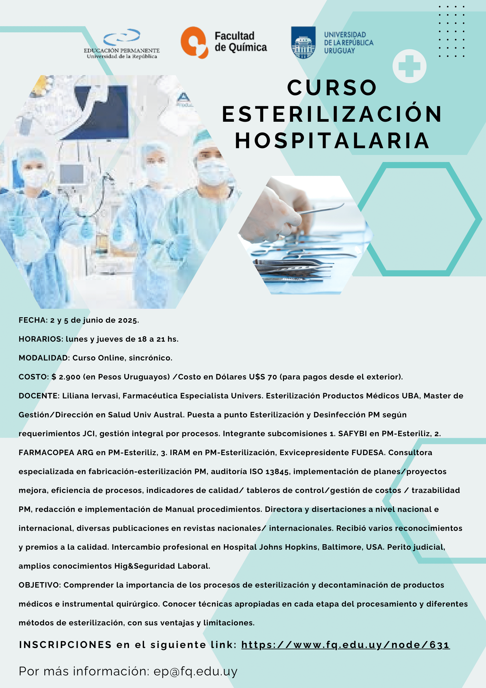 Curso Esterilización Hospitalaria facultad química 